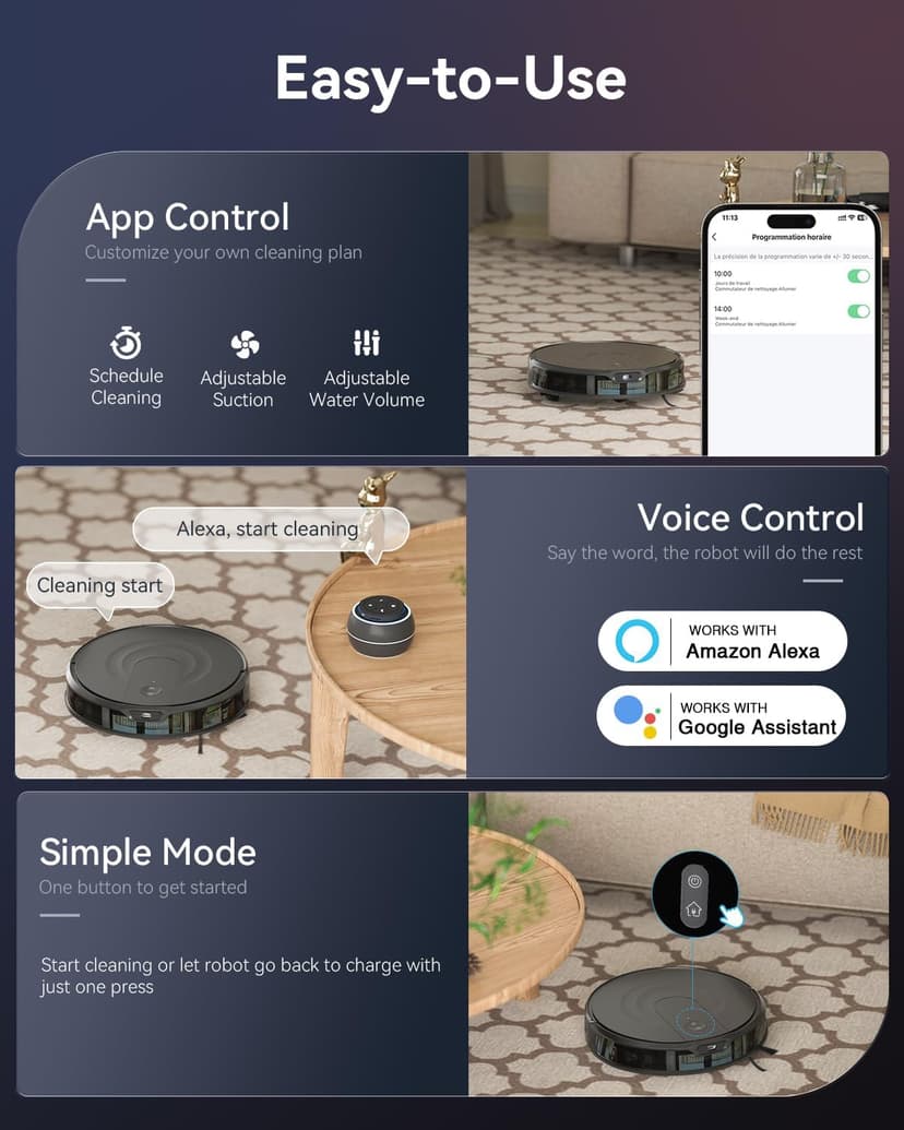 Robot Vacuum and Mop Combo, LiDAR Navigation, Ultra Slim Design, 9000Pa Suction Robotic Vacuum Cleaner – 200 Min Runtime, Auto Recharge, Customizable Cleaning for Pet Hair, Hard Floors