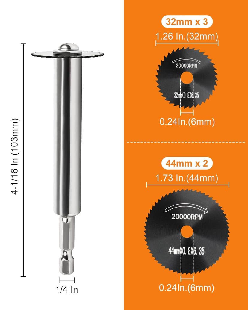 Inside Pipe Cutter for PVC Pipe with 5 Replacement Saw Blades, 1/4 Inch Hex Shank Impact Connect Inside PVC Pipe Cutter for Drill and Impact Driver, Internal Plastic Pipe Cutter Plumbing Tools