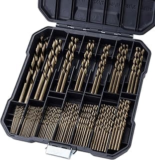 Cobalt Drill Bit Set for Hardened Metal and Stainless Steel, 99Pcs M35 High Speed Steel Twist Jobber Metal Drill Bits 1/16"-3/8", with Plastic Index Storage Case
