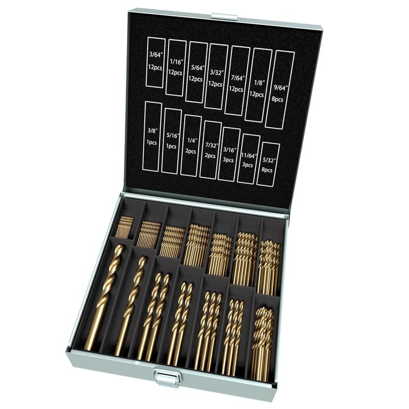 Cobalt Drill Bit Set, 115Pcs M35 High Speed Steel Bits for Hardened Metals, Stainless Steel, Cast Iron and Wooden Plastics, with Metal Index Storage Box