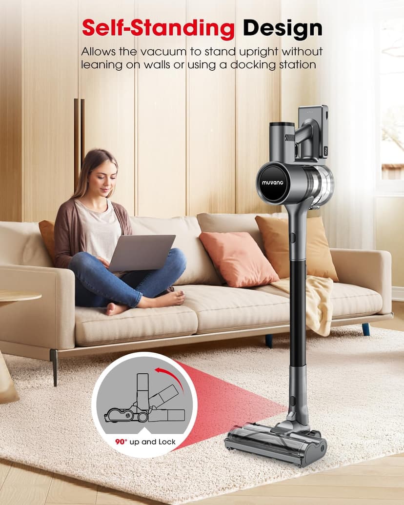 Cordless Vacuum Cleaners for Home, 45KPA Powerful Suction, Up to 60 Minutes, Tangle-Resistant, Lightweight, Rechargeable Stick Vac with Wall Mount for Carpet, Tile, Pet Hair, Hardwood Floors