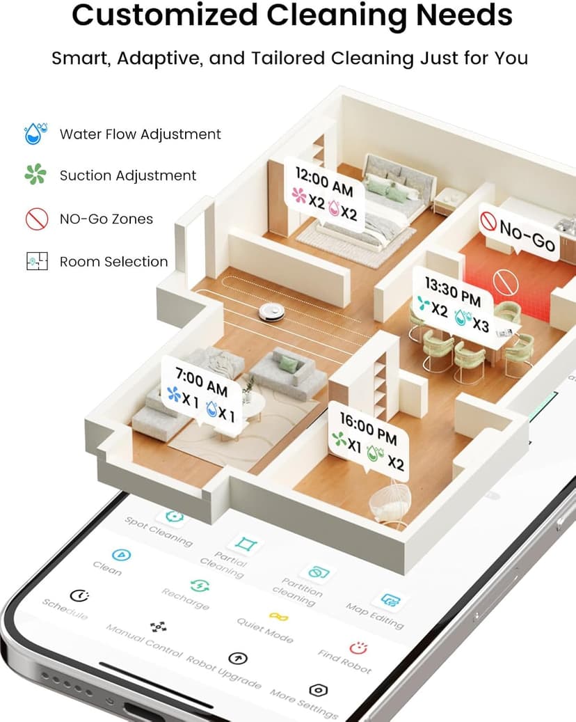 Lefant LiDAR Robot Vacuum and Mop,45-Day Self-Emptying,6000Pa Powerful Suction,Customized Cleaning,Home Mapping,140 Min Runtime,Roller Brush for Carpet,2.4G/5G WiFi/Alexa/APP/iWatch,M2 Plus