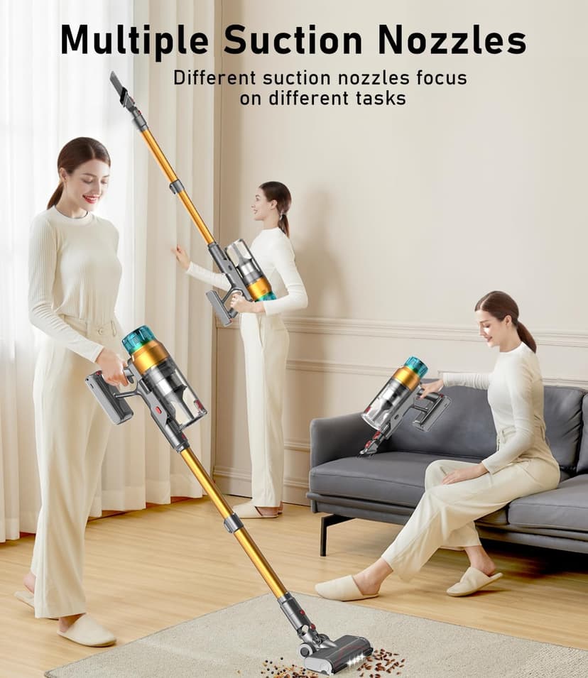 Cordless Vacuum Cleaner 600W 55Kpa Stick Vacuum,Up to 55Mins, Vacuum Cleaners for Home Rechargeable Wall Mount OLED Color Screen Anti-tangled Vacuum for Car,Hardwood Floor,Carpets,Pet Hair EHBL