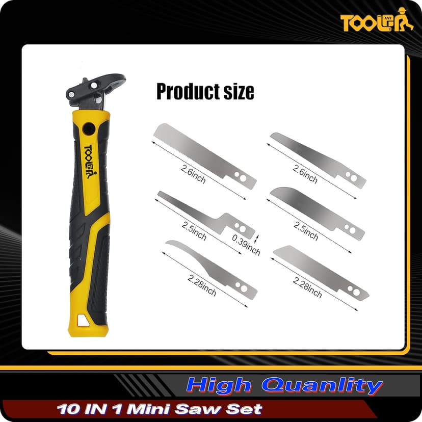 10-In-1 Model Craft Hand Saw & File Set. DIY Mini Razor Saw&File Kit for Handcrafted, Modeling, Plastic, and Other Fine Cutting, Reliable Blade Quick Change Mechanism