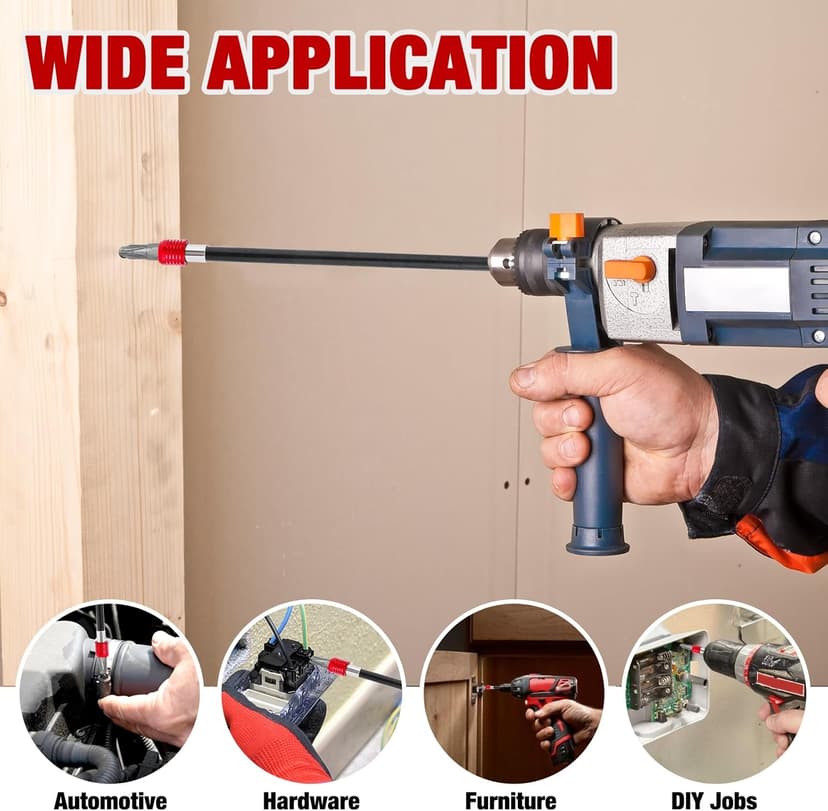 Drill Bit Extension 2/4/6/12’’, Magnetic Bit Holder 4 Pcs, Drill Extension Bit Holder 1/4’’ Hex, Bit Holder for Impact Driver CR-V Steel Quick Release for Screwdriver Bit Nut Drill Socket by XIOGZAXI