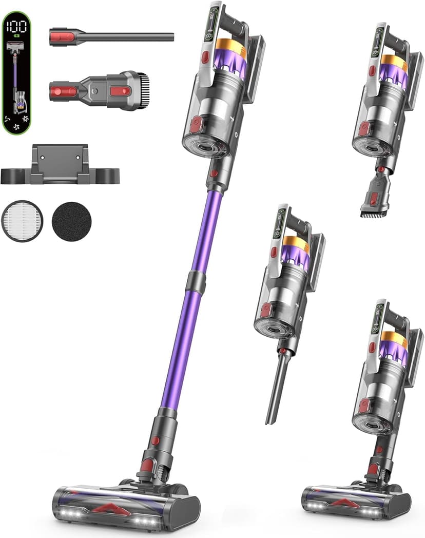 NADALY Cordless Vacuum Cleaner, 2025 New 580W 48KPA 65Mins Stick Vacuum, Anti-Tangle, Lightweight, Self-Standing, Rechargeable Vacuum Cordless, Vacuum Cleaners for Home/Pet Hair/Carpet/Hard Floor