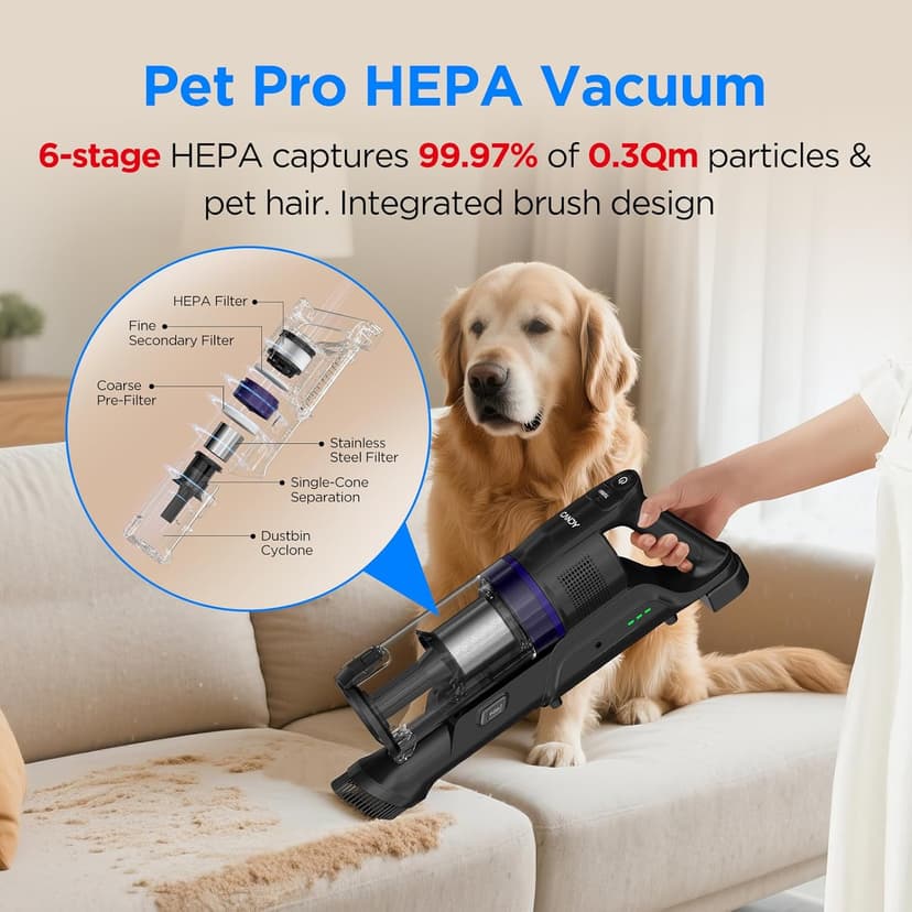 CANDY™ Cordless Vacuum Cleaner,3-in-1 Ultra-Light 4.8lb Vacuum, Anti-Hair Wrap,12-45Min Runtime,Powerful Suction,180° Flat,150° Left Right Swivel,HEPA Filtration for Carpets, Hard Floors & Pet Hair