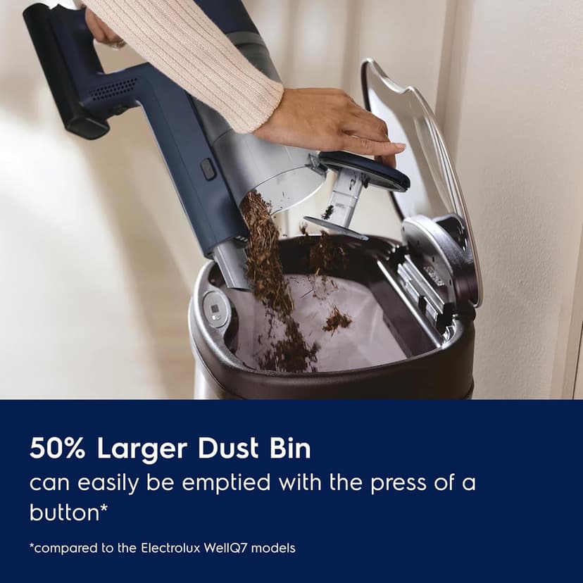 Electrolux Ultimate600 Cordless Stick Vacuum with PowerPro Bristle Nozzle and Larger Dust Bin Capacity, 50-Minute Run Time, 3 Power Modes, Denim Blue