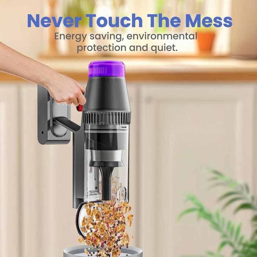 Cordless Vacuum Cleaner 500W/45Kpa, 3 Ambient Colors Power Modes with 60 Mins Max Runtime Vacuum, Powerful Suction Rechargeable Handheld Stick Vacuum for Home, Hard Floor, Carpet, Pet Hair, Shutters