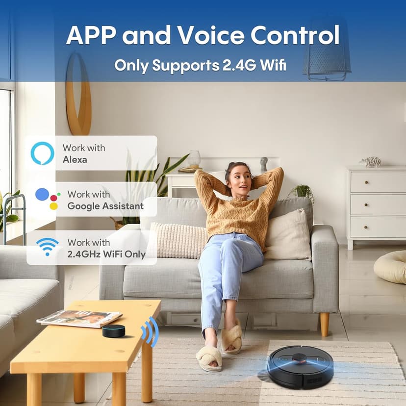 Robot Vacuum and Mop with Mapping, 5000Pa Robotic Vacuums with LiDAR Navigation,No-Go Zones,Wi-Fi/App/Alexa Control, Self-Recharging Vacuum Robot for Pet Hair,Hard Floor,Carpet