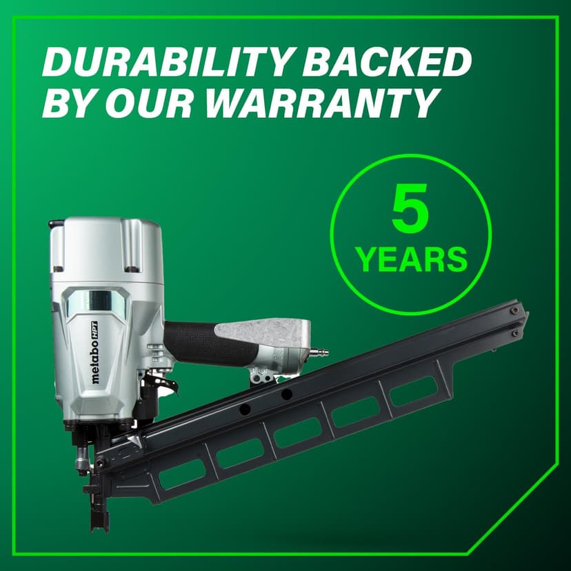 Metabo HPT Framing Nailer, Pro-Preferred Pneumatic Power Nailer & Framing Tool for Flooring, Roof Decking, Selectable Trigger & Rafter Hook, 21° 2" to 3-1/4" Plastic Collated Nails, NR83A5