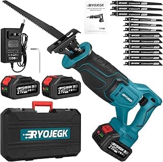 Brushless Reciprocating Saw,21V Cordless Saws with 2×4.0Ah Battery,Variable Speed Power saw zaw 3500SPM 28mm with 12 Saw Blades,Recíproca Tool-Free Blade Change for Cutting Wood,Metal & PVC
