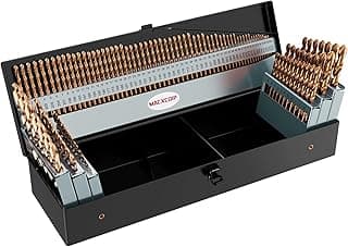 Cobalt Drill Bit Set, 115Pcs M35 High Speed Steel Bits for Hardened Metals, Stainless Steel, Cast Iron and Wooden Plastics, with Metal Index Storage Box
