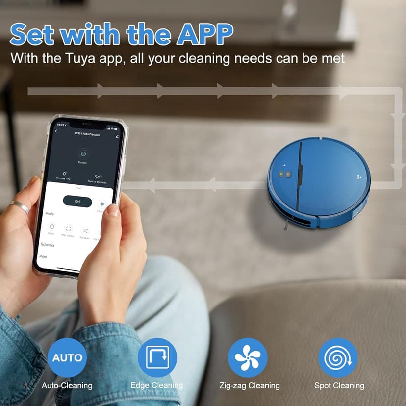 Robot Vacuum and Mop Combo, 2 in 1 Robot Vacuum Cleaner with WiFi/App, Smart Robotic Vacuums with Strong Suction, Schedule, Self-Charging, Slim, Quiet, Ideal for Hard Floor, Pet Hair, Low Pile Carpet