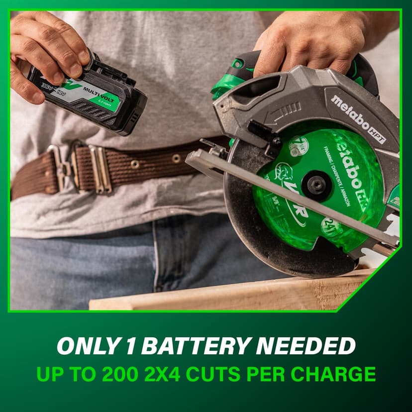 Metabo HPT 18V MultiVolt 7-1/4 Inch Cordless Circular Saw, High Torque, Lightweight Design, Up to 200 2x4 Cuts/Charge, Accepts 18V and 36V MultiVolt Metabo HPT Batteries, Tool Body Only, C1807DAQ4