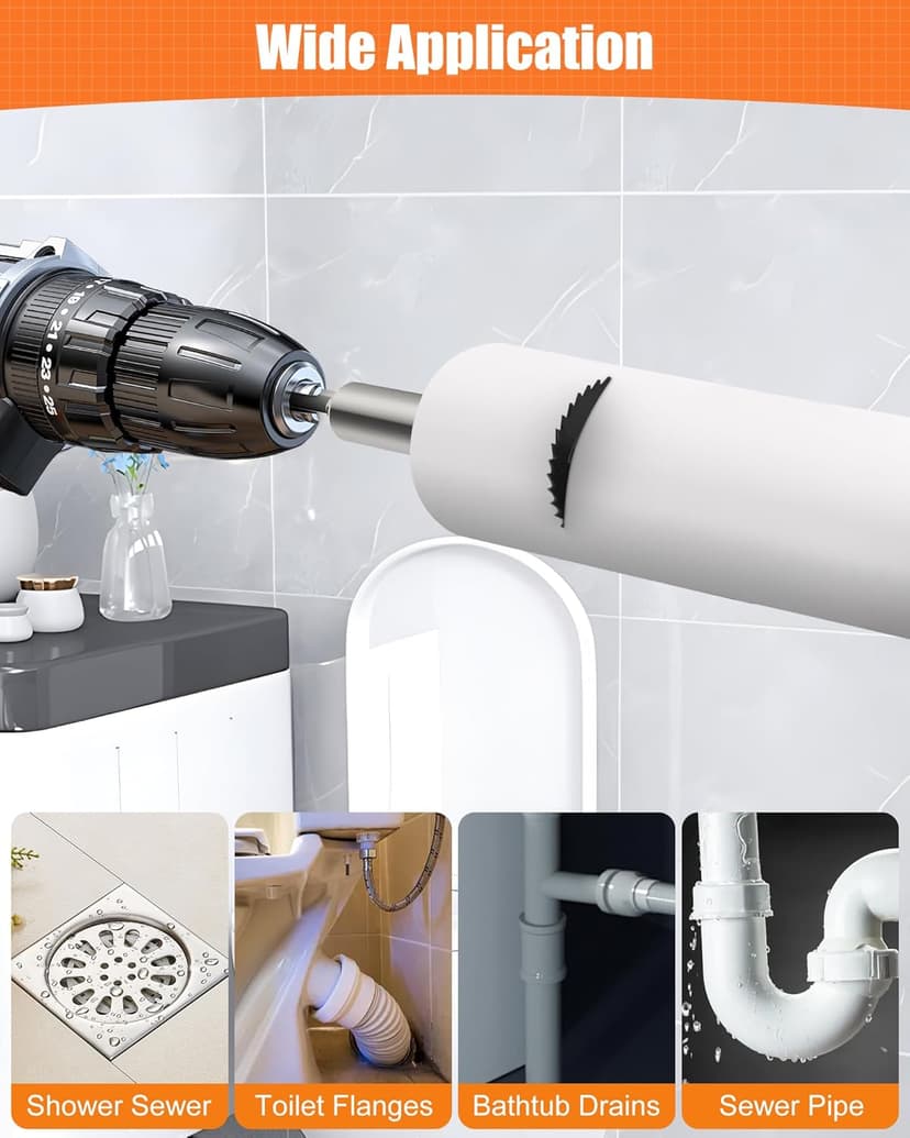 Inside Pipe Cutter for PVC Pipe with 5 Replacement Saw Blades, 1/4 Inch Hex Shank Impact Connect Inside PVC Pipe Cutter for Drill and Impact Driver, Internal Plastic Pipe Cutter Plumbing Tools
