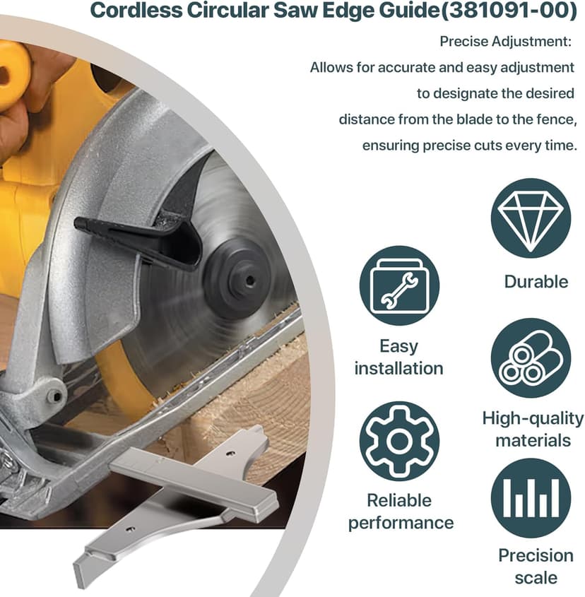 381091-00 Circular Saw Guide Replacement – Compatible with De-Walt DC390K, DW936, DC300, DC310, DCS391B, DCS393, DC390B Edge Guide Saw Fence for Cordless Circular Saws
