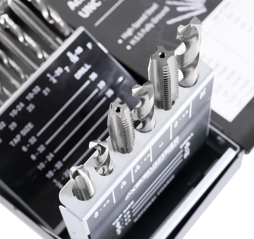 Accusize Industrial Tools U.N.C. 18 Pc H.S.S. Tap and Drill Set, 0001-0040