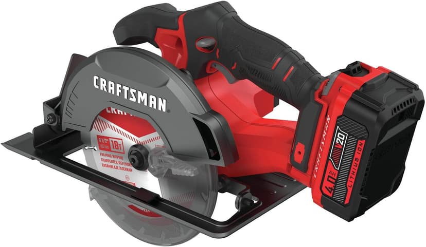 CRAFTSMAN V20 Cordless Circular Saw Kit, 6-1/2 inch, Battery and Charger Included (CMCS500M1)