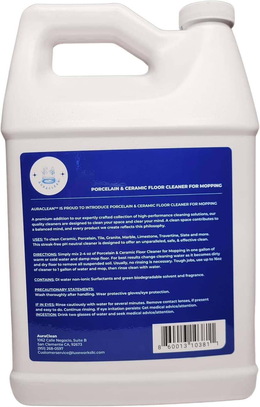 Porcelain & Ceramic Tile Floor Cleaner Concentrate for mopping. Streak-Free Clean, Ph Neutral and non-Toxic, Safe for Granite, Marble, Travertine, Limestone, and more 128 fl oz (1 gallon)