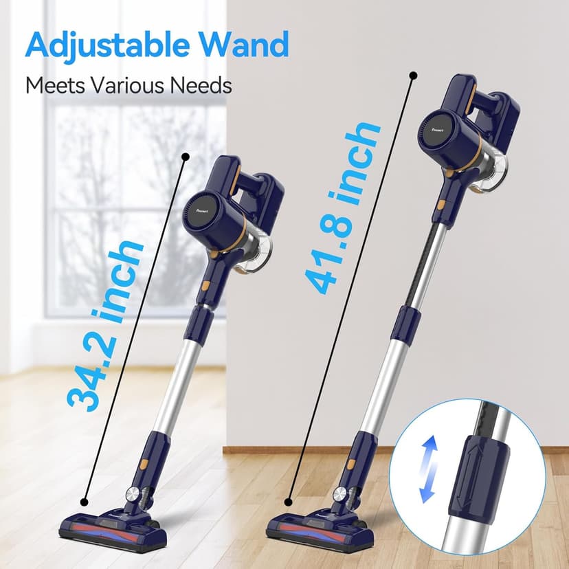 Cordless Vacuum Cleaner, 6-in-1 Multifunction Cordless Vacuum, 210W Powerful Vacuum Cleaner, 6 Cell 2200mAh Stick Vacuum Cordless Rechargeable for Home (Indigo)