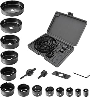Luckyway 17-Piece Hole Saw Kit, Hole Saw Set, 3/4" to 5" Hole Saw with Hole Saw Mandrel for Wood,Plastic,PVC and Drywall