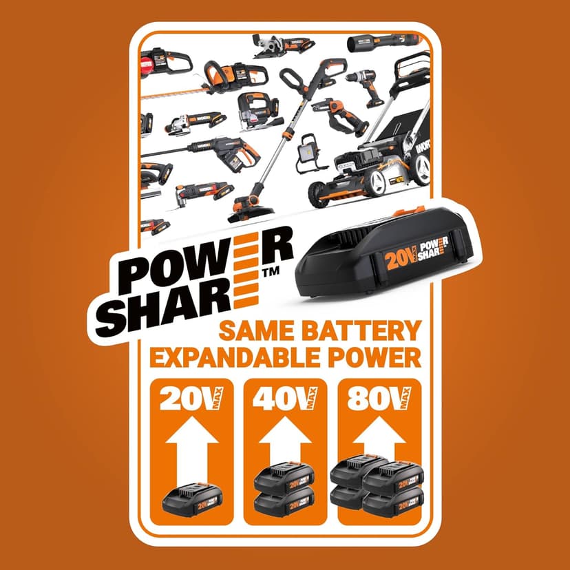 WORX WX030L 20V Power Share Cordless Cube Vac Compact Vacuum, Black