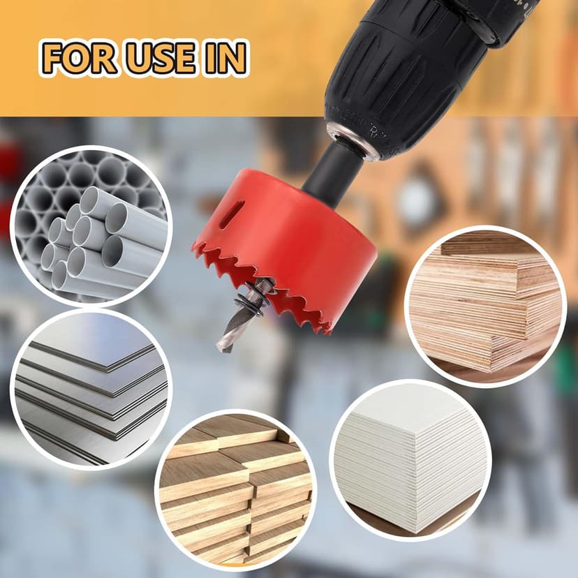 Bi-Metal Hole Saw Kit - 9 Pcs General Purpose Hole Saw Drill Bits, Sizes 3/4" to 3", HSS Hole Cutter with Arbor & Pilot Bit - Ideal for Wood, Plywood, Cornhole, Ceiling, and Drywall