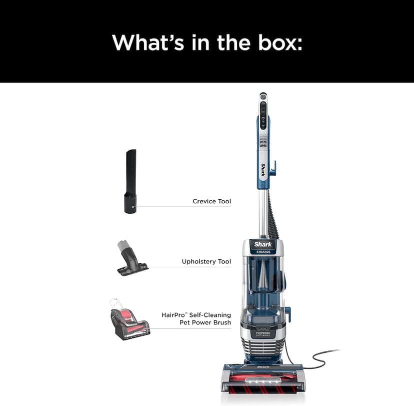 Shark Upright Vacuum, Stratos with DuoClean PowerFins, HairPro, Powered Lift-Away, Self-Cleaning Brushroll, & Odor Neutralizer Technology, Navy, AZ3002