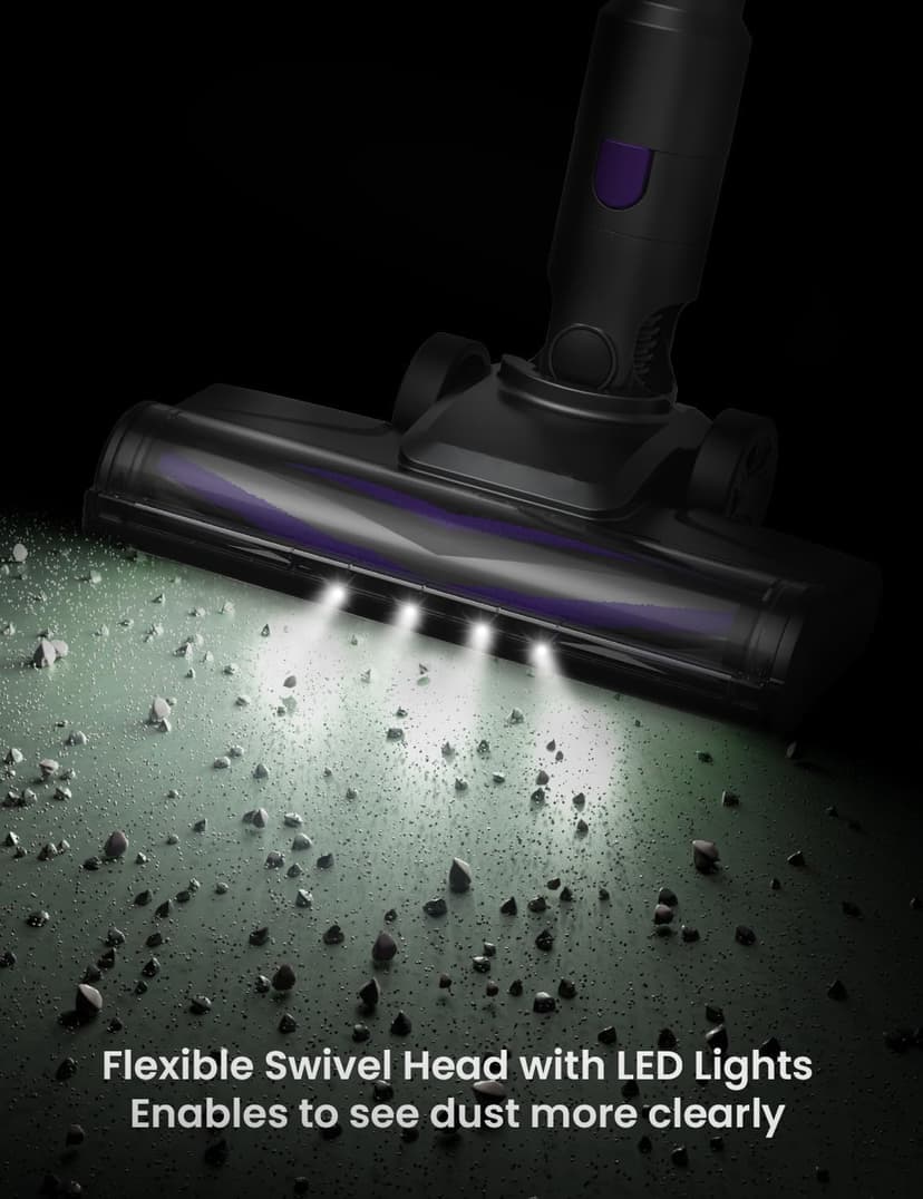 V8PRO Cordless Vacuum Cleaner for Home - 25Kpa Stick Vacuum with Self Standing Design, Max 35Min Runtime, 6 in 1 Lightweight Vacuum for Hardwood Floors and Carpet Pet Hair Car (Purple)