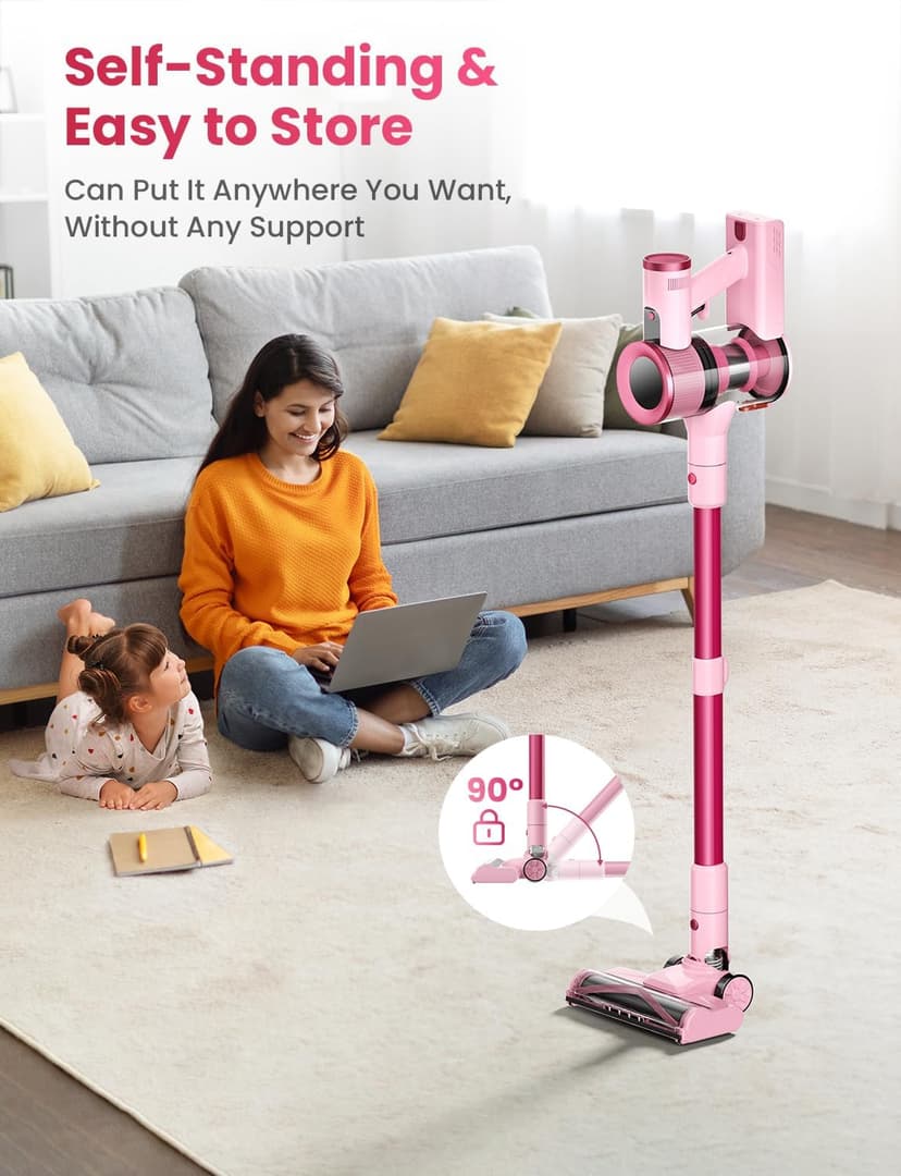 Cordless Vacuum Cleaner, Stick Vacuum with Smart LED Display, 45KPA 50Mins Vacuum Cleaners for Home, Powerful Suction, Anti-Tangled Lightweight Rechargeable Vac for Pet Hair, Carpet, Hard Floor