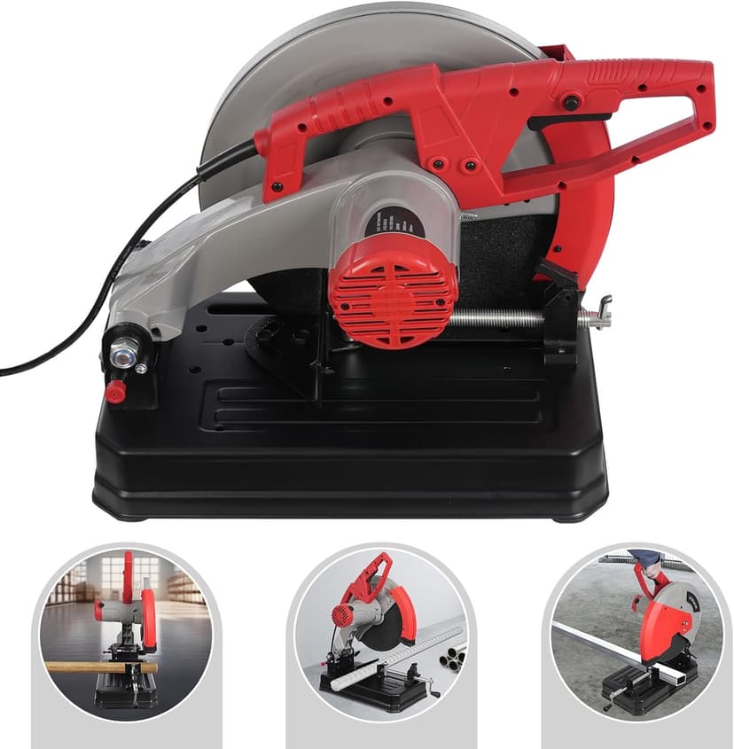 Metal Cutting Saw 2800W Chop Saw Steel Cutting Tools 0-45° Adjustable 3800rpm Electric Abrasive Chop Saw 110v Cut Off Machine for cutting solid wood, steel, PVC plastic pipe, aluminum