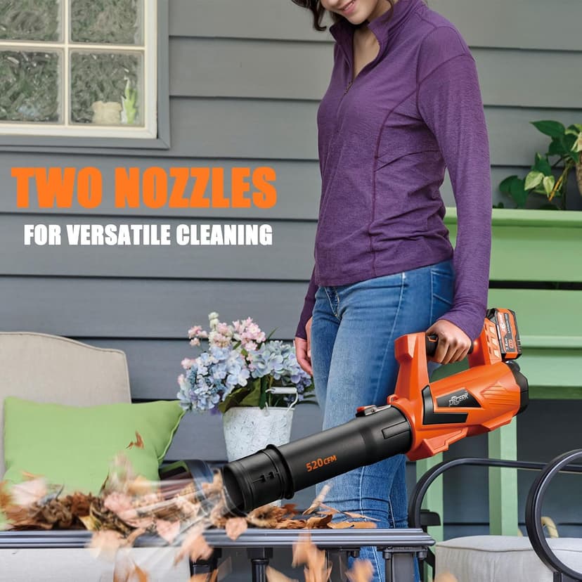 17000 RPM Cordless Leaf Blower with DECERK 7.8AH Battery - 530CFM Brushless Motor for Lawn Care, 5-Speed Turbo Electric Blower for Dust, Wet-Leaves, Car, Gutters, Lightweight Powerful Garden Tool