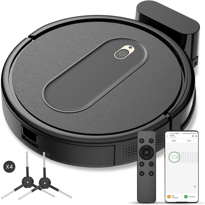 T6 Robot Vacuum, 100 Mins Runtime, Slim, Quiet, Automatic Robotic Vacuum Cleaner, Self-Charging, Schedule Setting, Remote/App/Voice Control, Ideal for Hard Floor and Low Pile Carpet