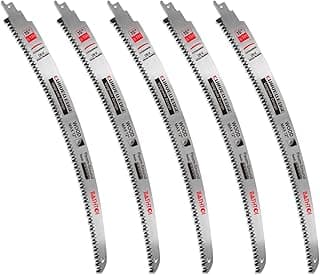 Sawzall Blades for Cutting Trees, 5 Pack 15 Inch 6 Tpi Japanese Teeth Reciprocating Saw Blades, Cr-V Wood Cutting and Tree Trimming Blades with Curved Edge and Fleam-Ground Teeth