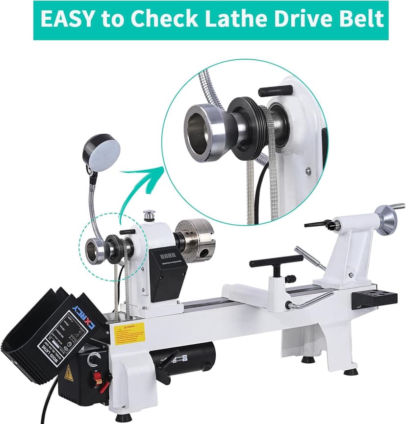 CXRCY 12" x 18" Wood Lathe, Powerful Benchtop Wood Lathe Machine 3/4 HP Infinitely Variable Speed 650-3800 RPM with Lathe Belt & Goggle for Woodworking, Woodturning (Model:WL460-12VF)