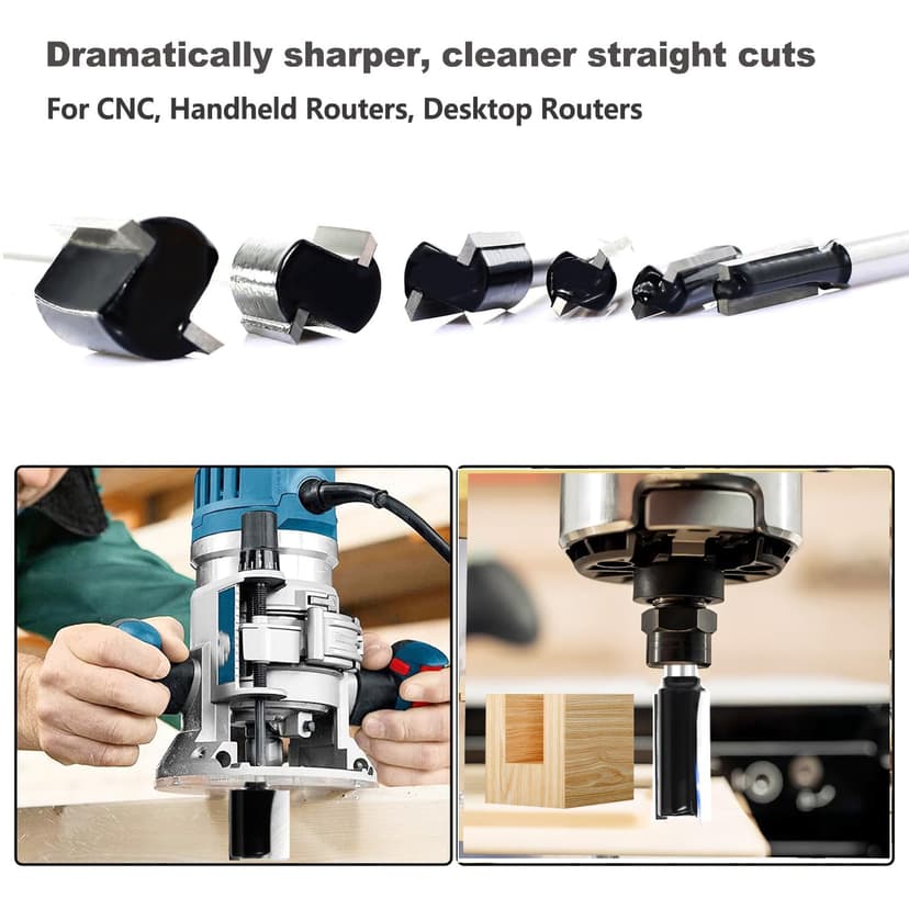 6Pcs Straight Router Bit Set 1/4 Shank, Double Flute Straight Bit Dado Straight Cut Router Bit, Cut Dia 3/4", 5/8", 1/2", 3/8", 5/16", 1/4", Straight Router Bit for Woodworking Groove by SICWOOD