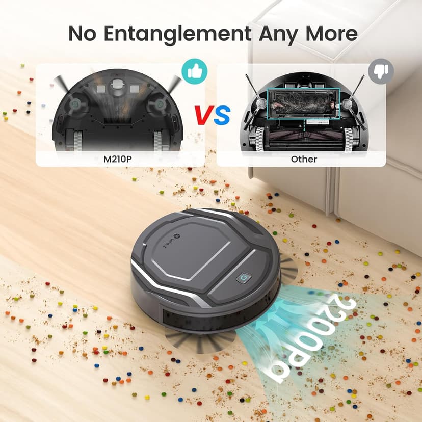 Lefant M210 Pro Robot Vacuum, Slim & Quiet, 3 Adjustable Suction Levels, 120 Min Runtime, Freemove 3.0, WiFi/App/Alexa, 6 Modes for Pet Hair, Hard Floors & Low Carpets, Self-Charging, Gray