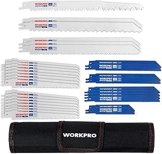 WORKPRO 32-Piece Reciprocating Saw Blade Set - Metal/Woodcutting Saw Blades, Pruner Saw Blades with Organizer Pouch