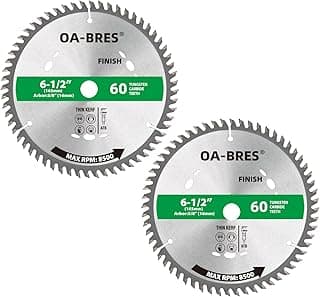 6-1/2-Inch 60-Tooth Circular Saw Blade with 5/8-Inch Arbor, TCT ATB Finish Blade for Wood Cutting (2-Pack)