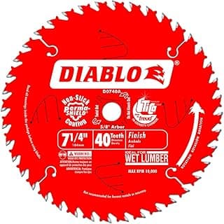 Diablo 7-1/4-Inch x 40 Tooth Finish Saw Blade for Wood - Ideal for Smooth Crosscuts in Hardwood, Softwood & Plywood - Tico Hi-Density Carbide, Perma-Shield Coating - D0740A