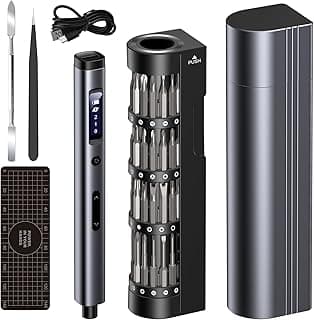 Electric Screwdriver Set, UF-TOOLS Rechargeable Cordless Screwdriver Kit, Precision Repair Tool Kit with Bits, LED Lights, Charging Cable, Carrying Case, for Watches, Phones, Glasses