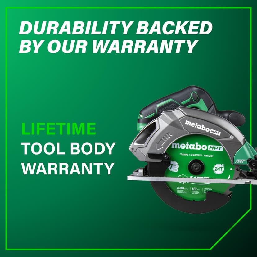 Metabo HPT 18V MultiVolt 7-1/4 Inch Cordless Circular Saw, High Torque, Lightweight Design, Up to 200 2x4 Cuts/Charge, Accepts 18V and 36V MultiVolt Metabo HPT Batteries, Tool Body Only, C1807DAQ4