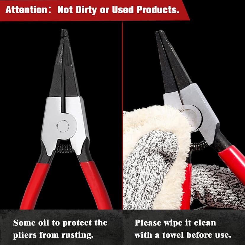 2 PCS Heavy Duty Lock Ring Pliers Set Flat Snap Ring Plier Special Circlip Pliers Reverse Retaining Ring Plier for Transmission Transfer Cases Ring Opening