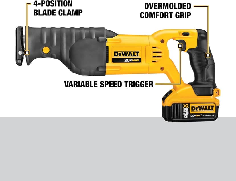 DEWALT 20V MAX* Cordless Reciprocating Saw, Battery and Charger Included (DCS380P1)