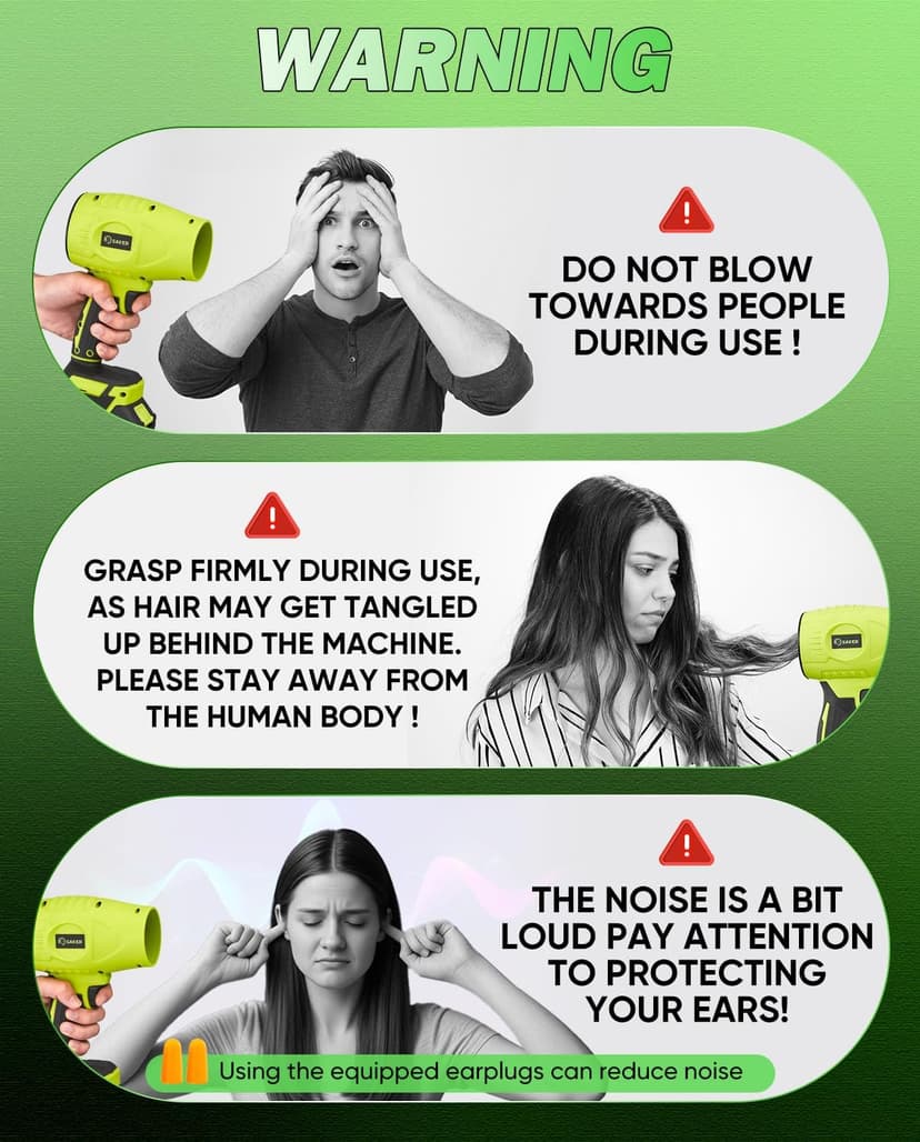 Saker Cordless Leaf Blower Handheld Turbo Jet Blower Portable Dust Cleaner 180000 RPM with Adjustable Speed for Drying Patio Cleaning Camping 2 Batteries Green with Case