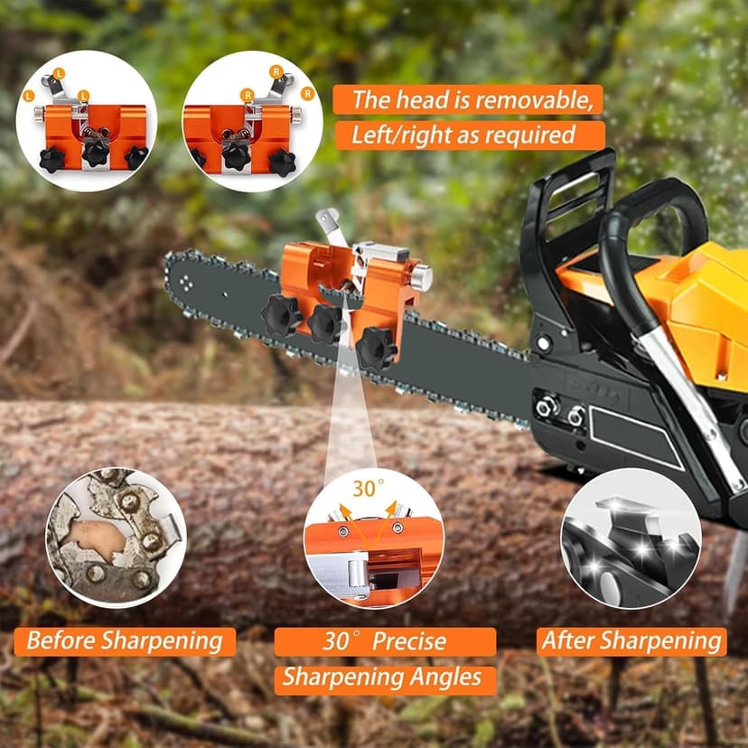 2025 Upgraded Chainsaw Sharpener with Tungsten Carbide Burr File, Hand-Cranked Chainsaw Sharpening Jig Kit, Chain Saw Sharpener Tool, Chainsaw Chain Sharpener