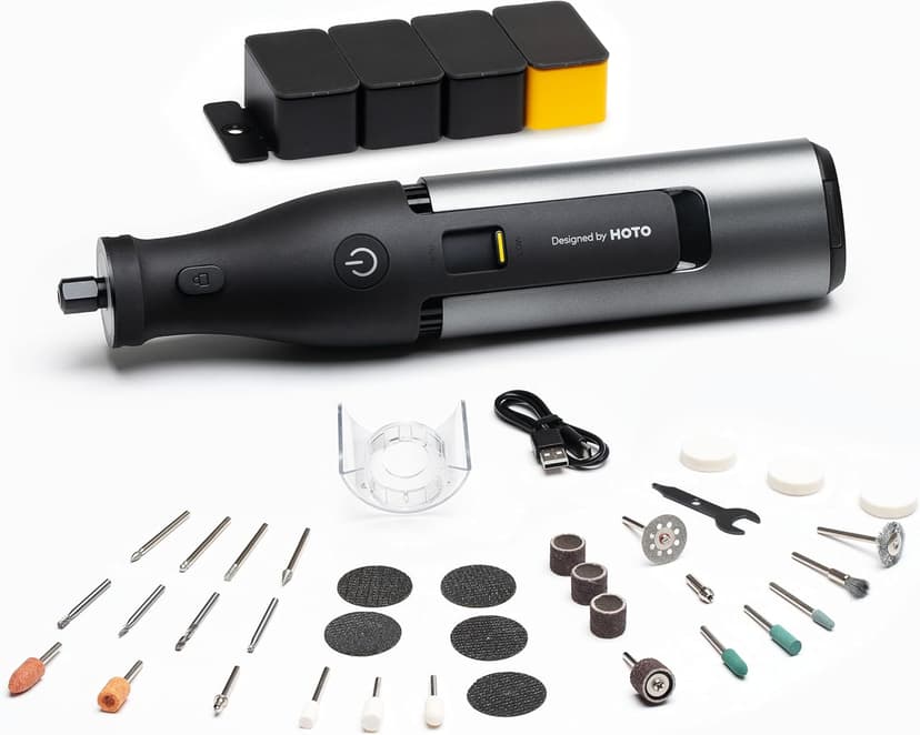 HOTO 12V Cordless Rotary Tool Kit Pro, Brushless Motor, 35000RPM Variable Speed, 3000mAh USB-C Rechargeable, LED Light, 37 Accessories, Ideal for Carving, Sanding, Polishing, Drilling, Cutting, DIY