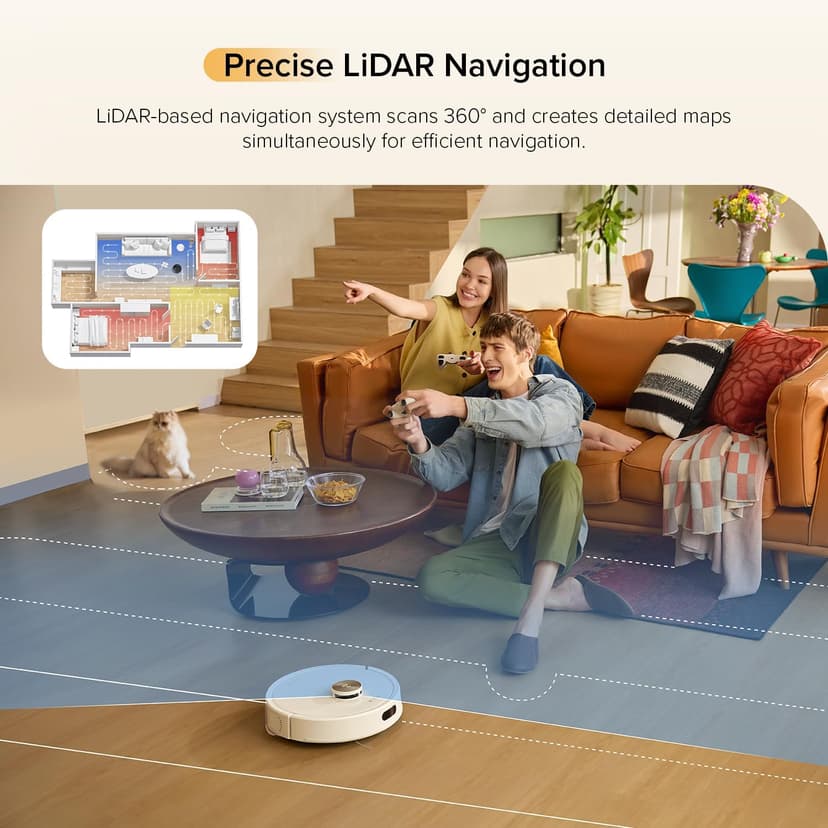 roborock Q7 M5 Robot Vacuum and Mop Combo, 10,000Pa HyperForce Suction, Robotic Vacuum Cleaner, Dual Anti-Tangle System, APP-Controlled Mopping, LiDAR Navigation, for Pet Hair and Carpet, White