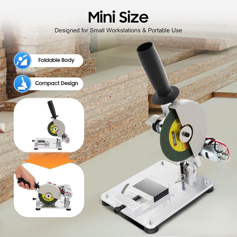 Mini Chop Saw, 96W Portable Adjustable Angle and Height Metal Chop Saw with Abrasive Cutting and Multifunctional Mode, for Soft Metal, Stainless Steel Sheet, Iron Sheet, Wood